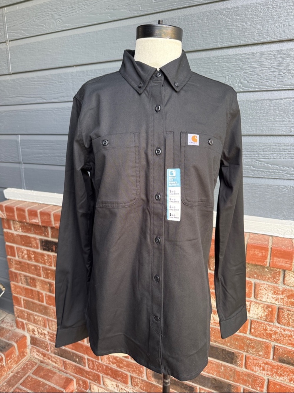 Carhartt Rugged Professional Series Shirt Relaxed Fit Canvas Work Top Black S